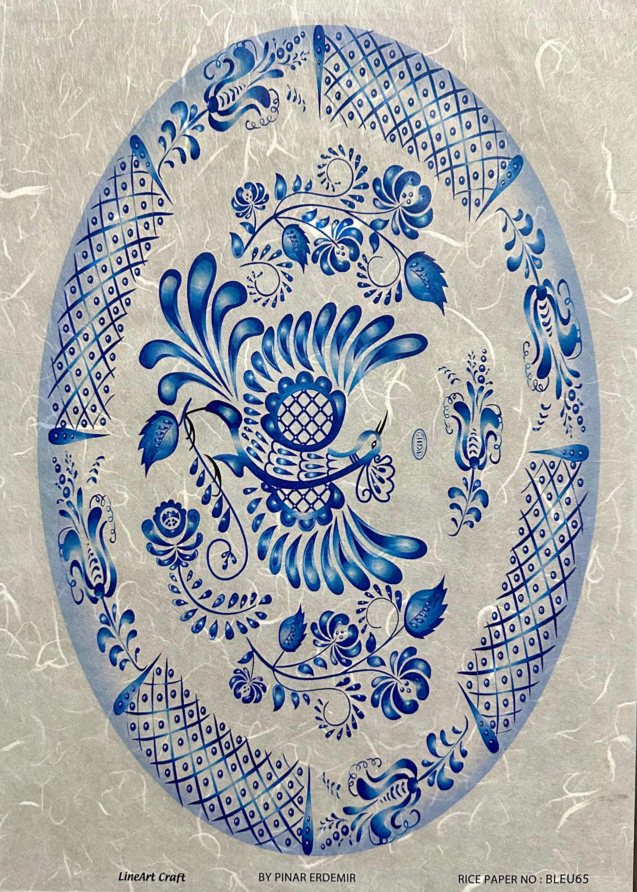 LİNEART PİRİNÇ DEKOPAJ KAĞIDI BLEU65