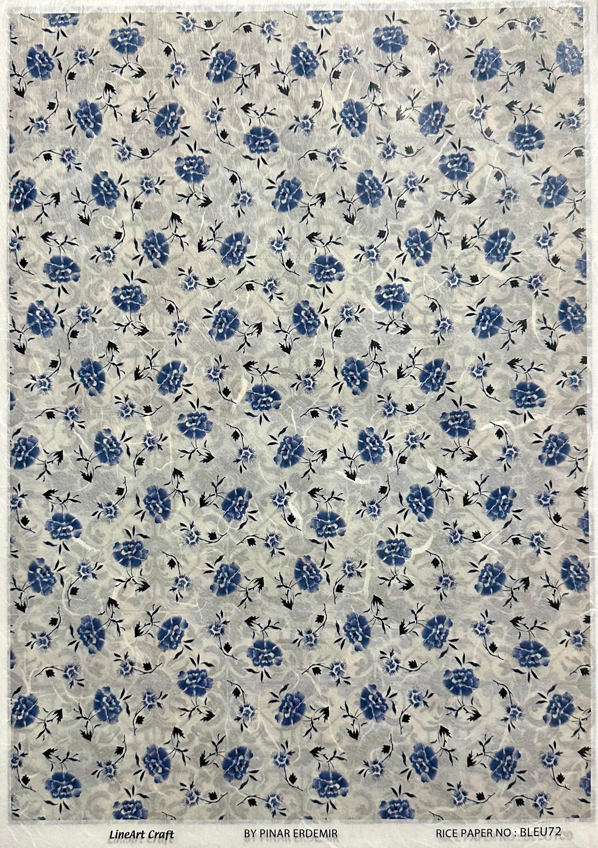 LİNEART PİRİNÇ DEKOPAJ KAĞIDI BLEU72