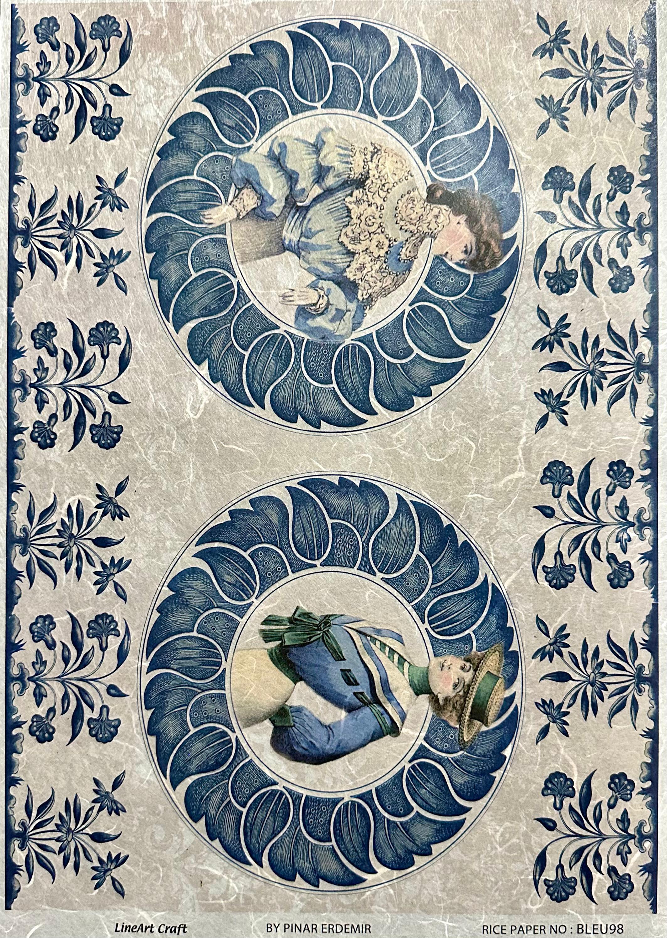 LİNEART PİRİNÇ DEKOPAJ KAĞIDI BLEU98