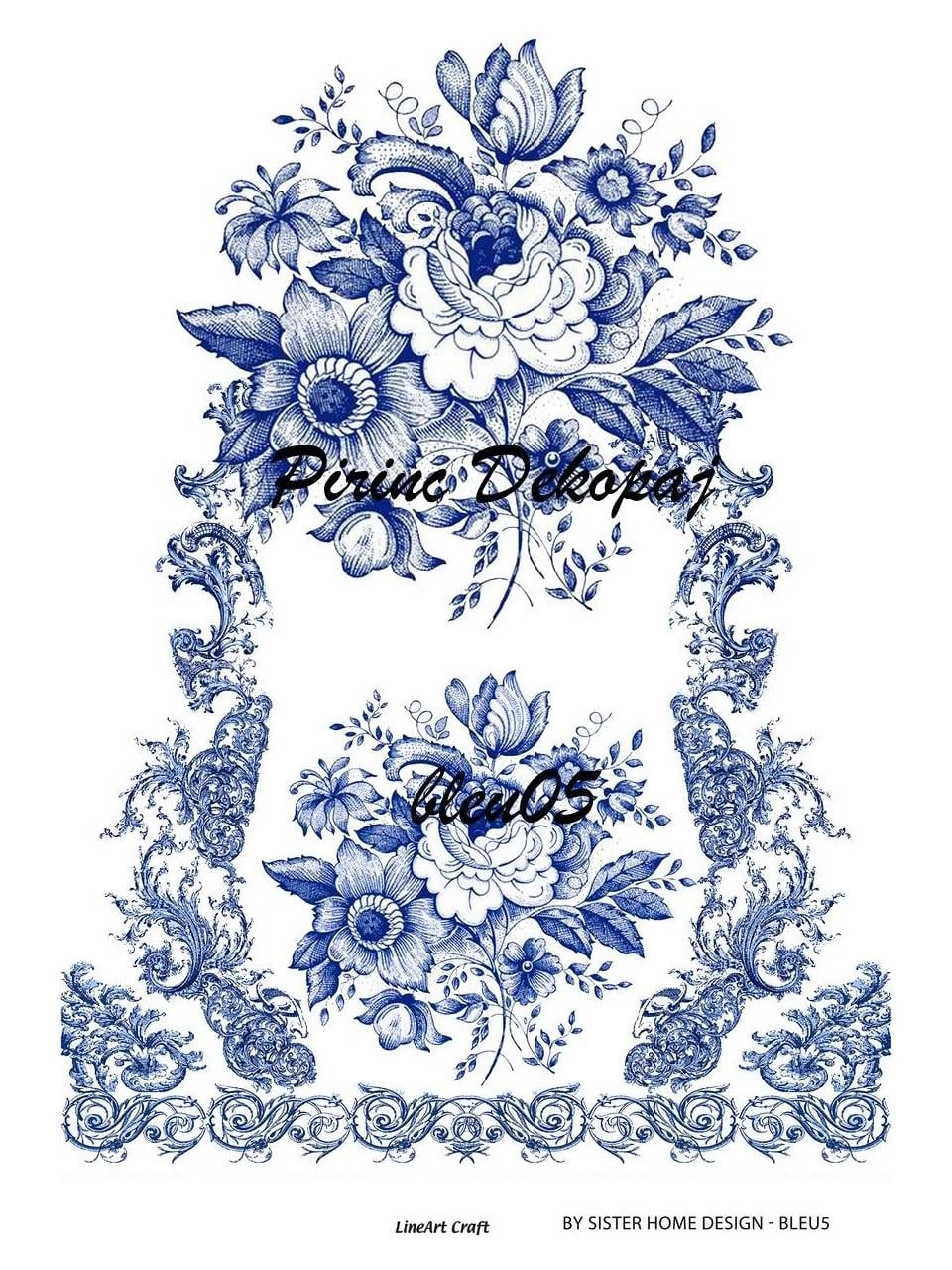 Lineart Pirinç Dekopaj Kağıdı BLUE5
