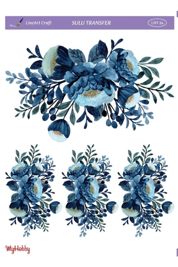 LineArt Sulu Transfer 25x35cm Blue Blanc Temalı LNT34