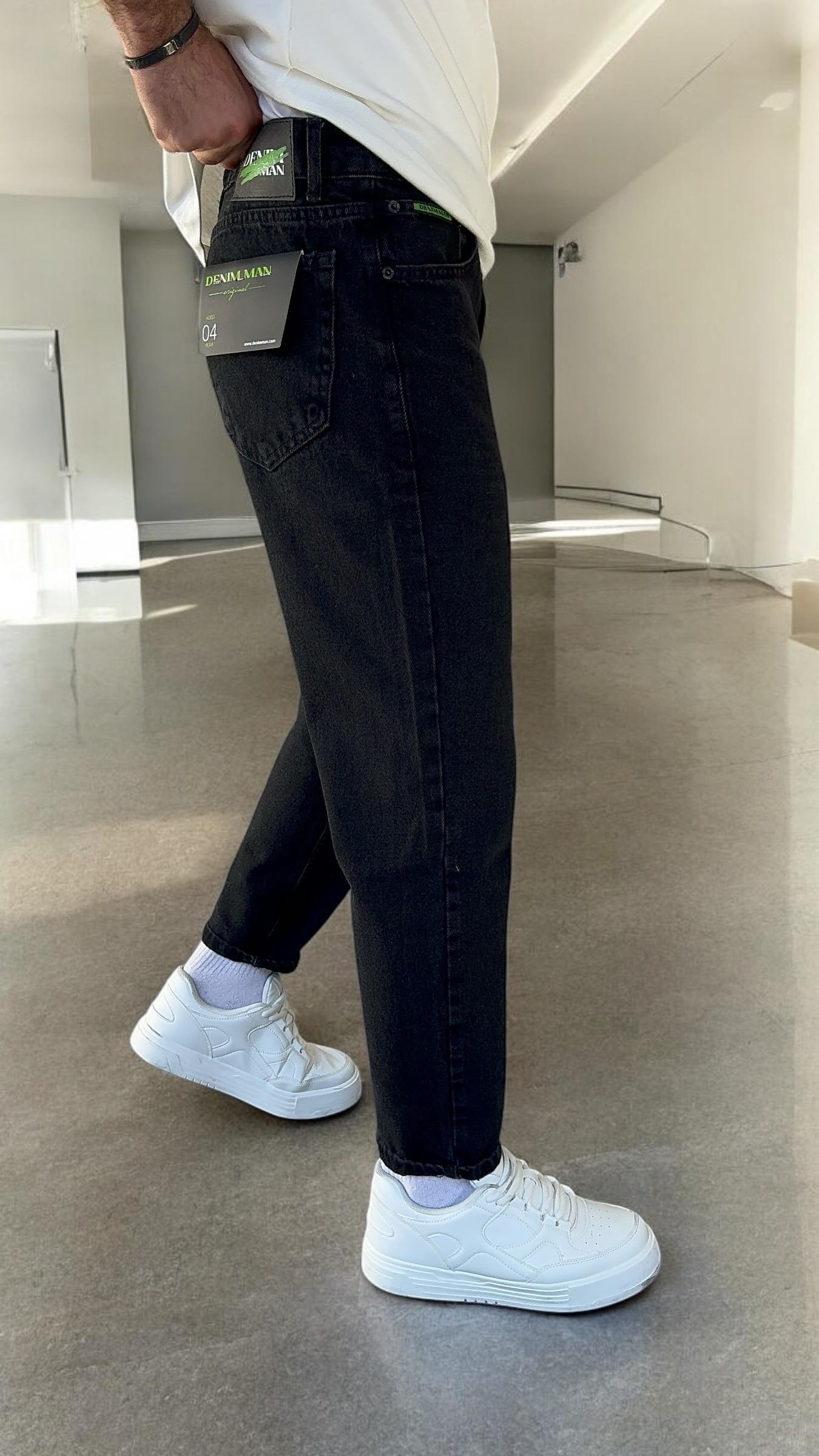 Erkek Siyah Boyfriend Kalıp Jean Pantolon