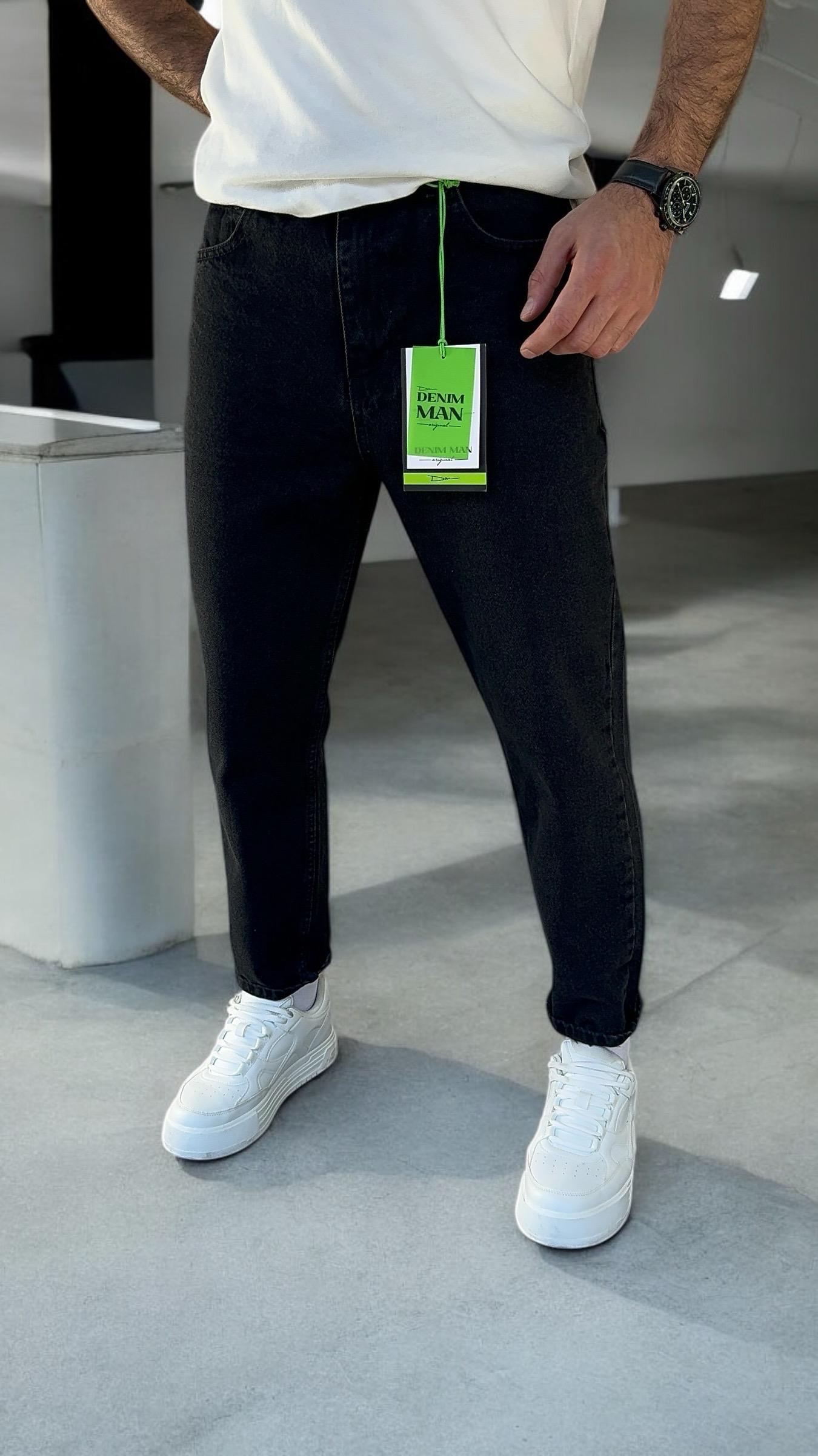 Erkek Siyah Boyfriend Kalıp Jean Pantolon