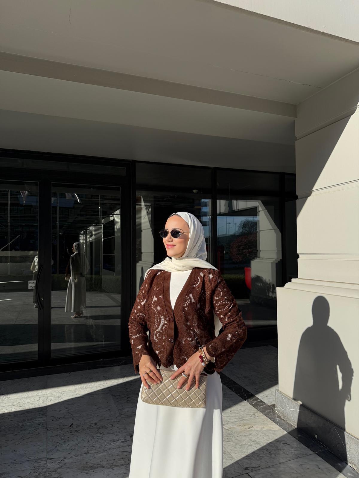 ÖRGÜ MODELLİ KAHVE HIRKA