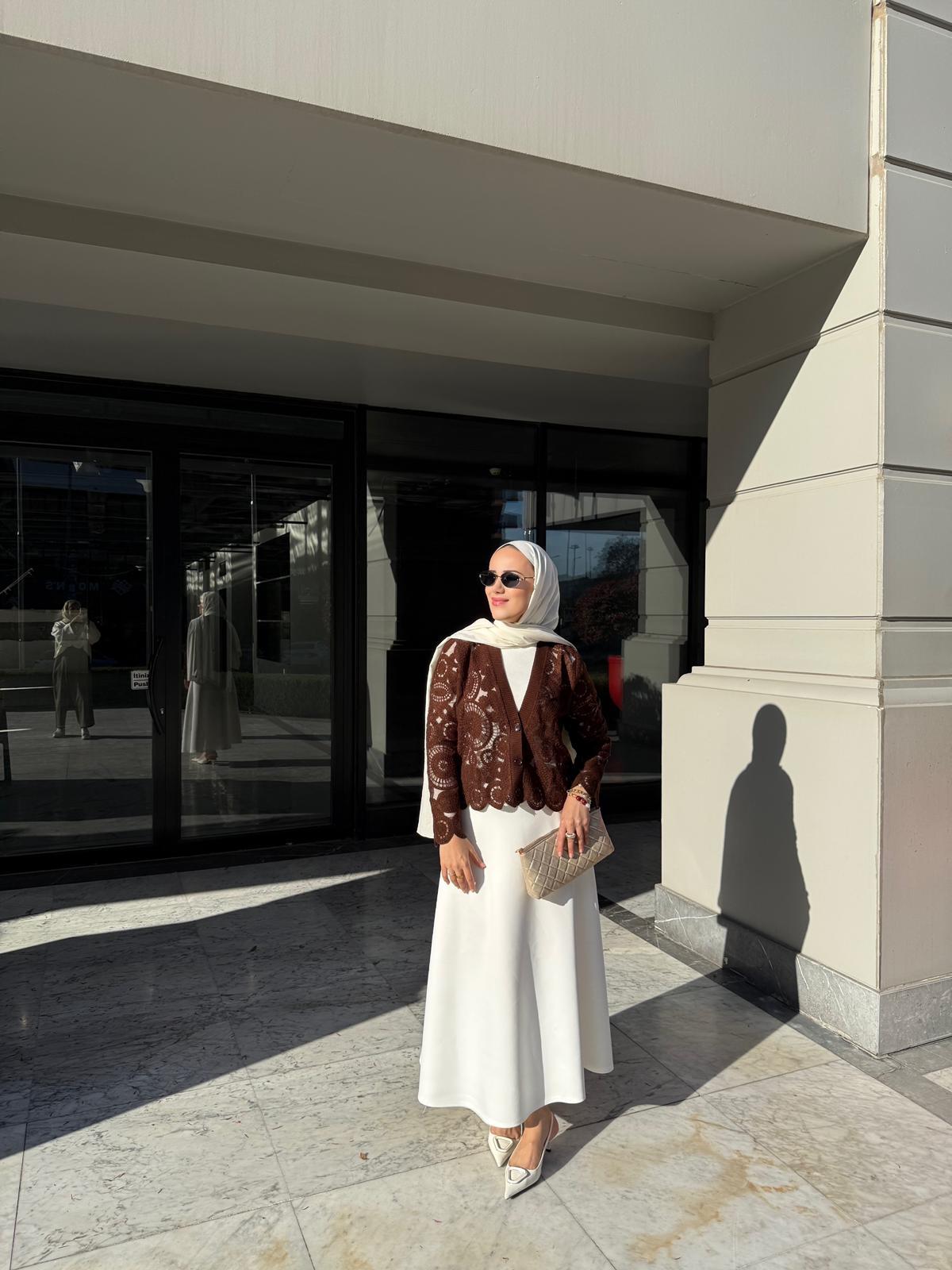 ÖRGÜ MODELLİ KAHVE HIRKA