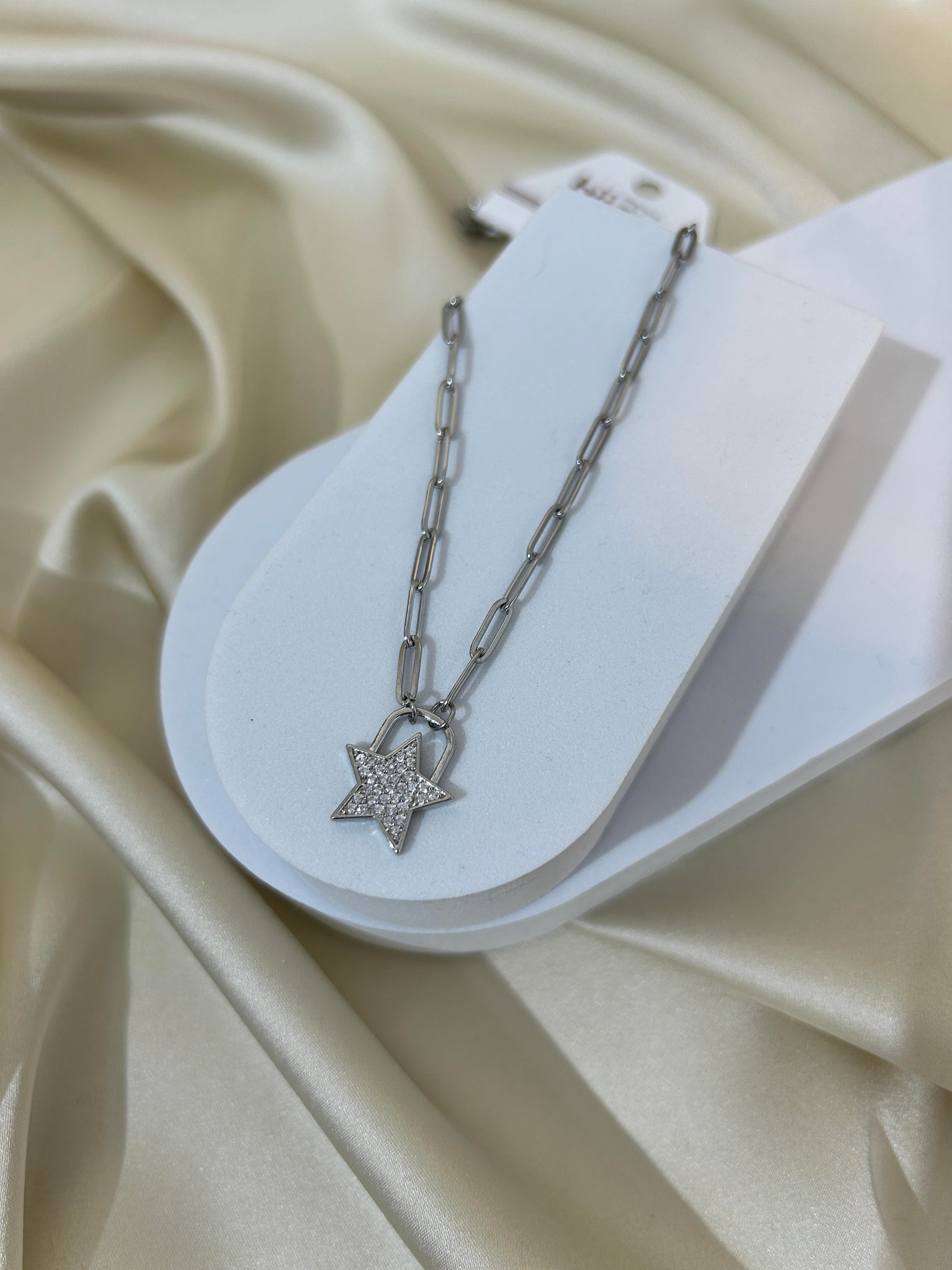 Silver Taşlı Yıldız Kolye