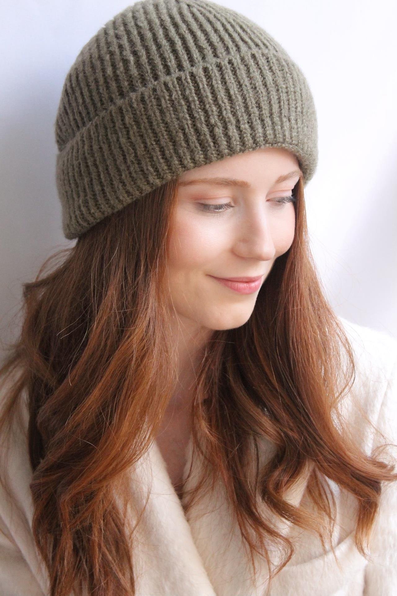 Kadın Örgü Haki Bere