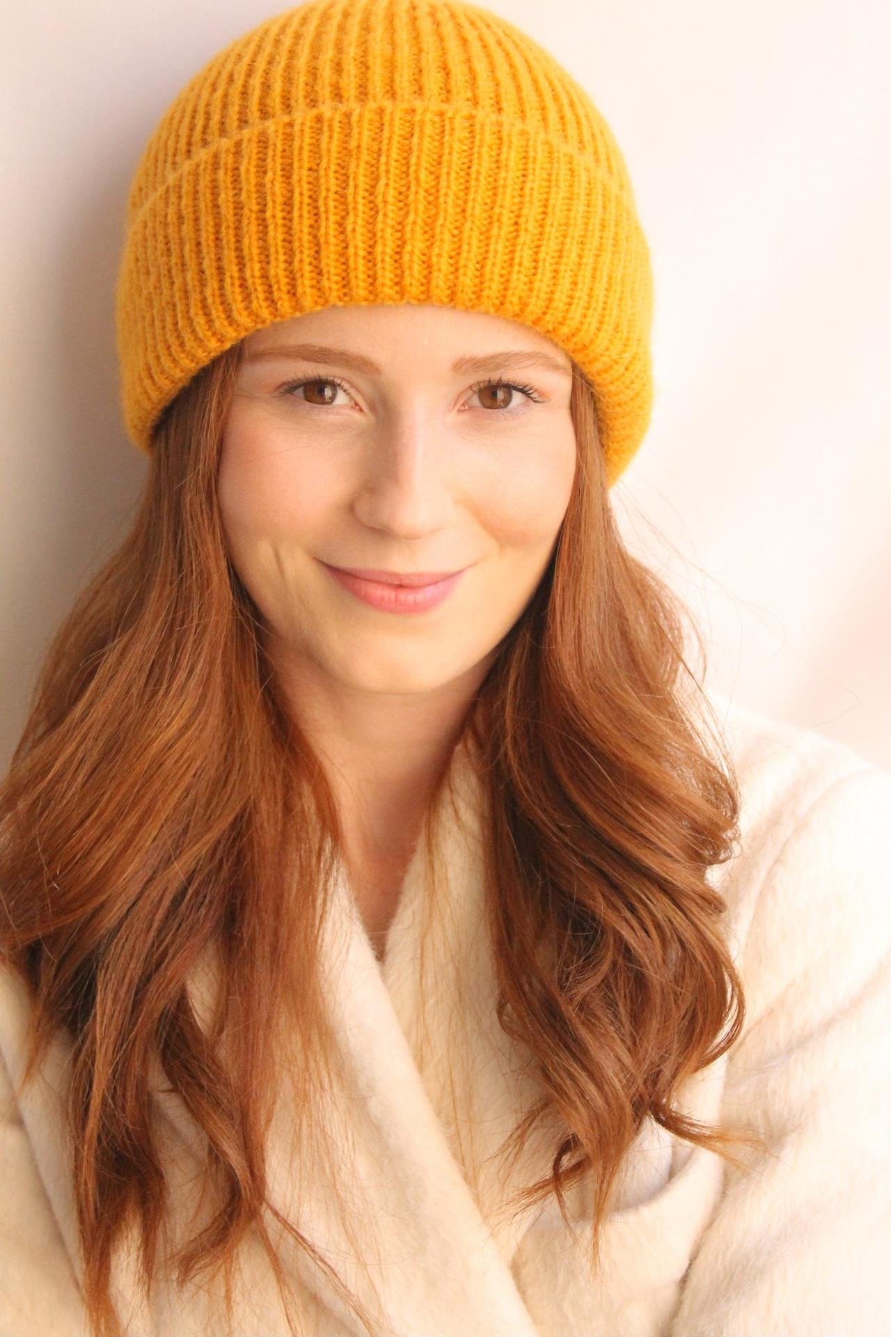 Kadın Örgü Sarı Bere