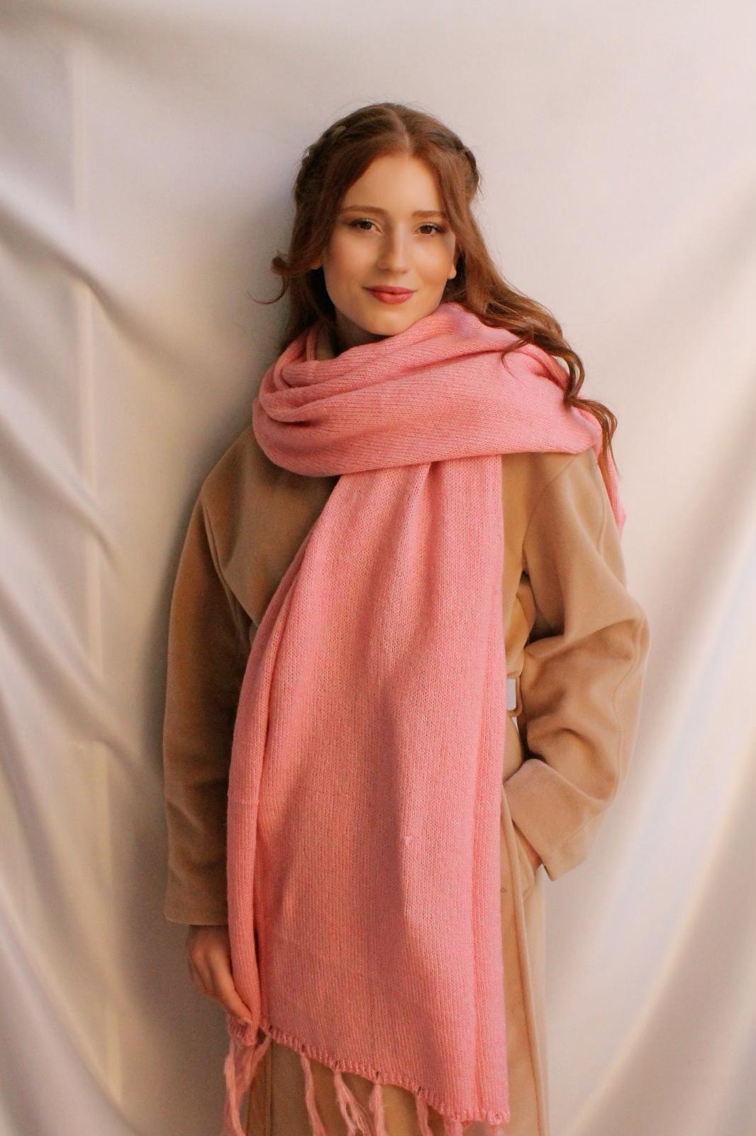 Triko Pembe İnce Şal
