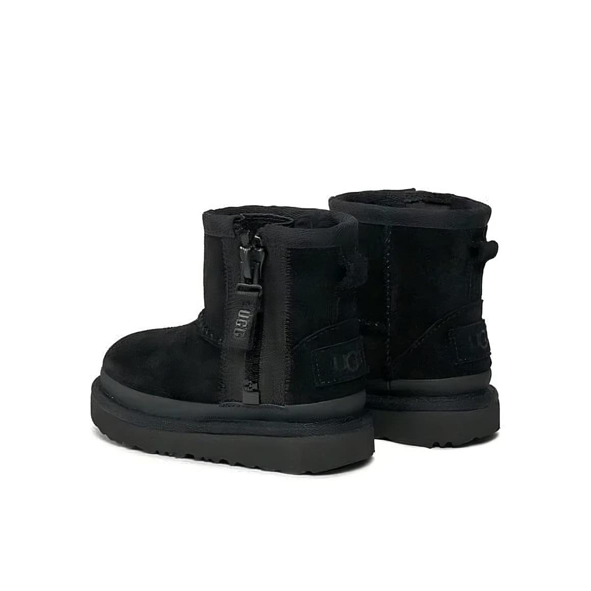 UGG Mini Fermuarlı Logo Çocuk Botu – Siyah