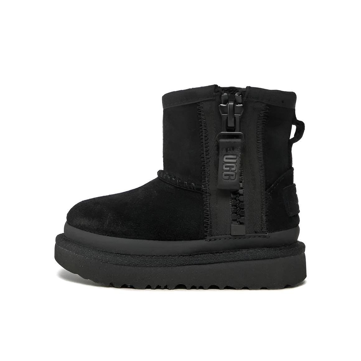 UGG Mini Fermuarlı Logo Çocuk Botu – Siyah