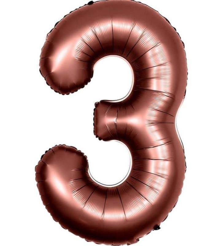 3 Yaş Rakam Folyo Balon Kahverengi 40 inc