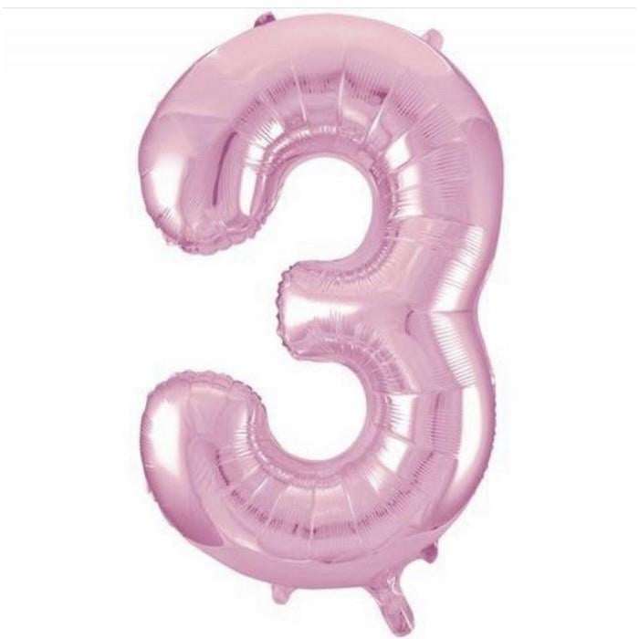 3 Yaş Rakam Folyo Balon Pembe 40 inc