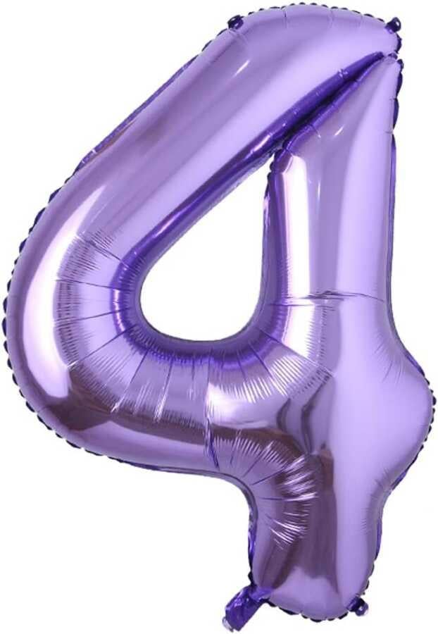 4 Yaş Rakam Folyo Balon Mor 40 inc
