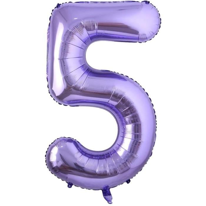 5 Yaş Rakam Folyo Balon Mor 40 inc