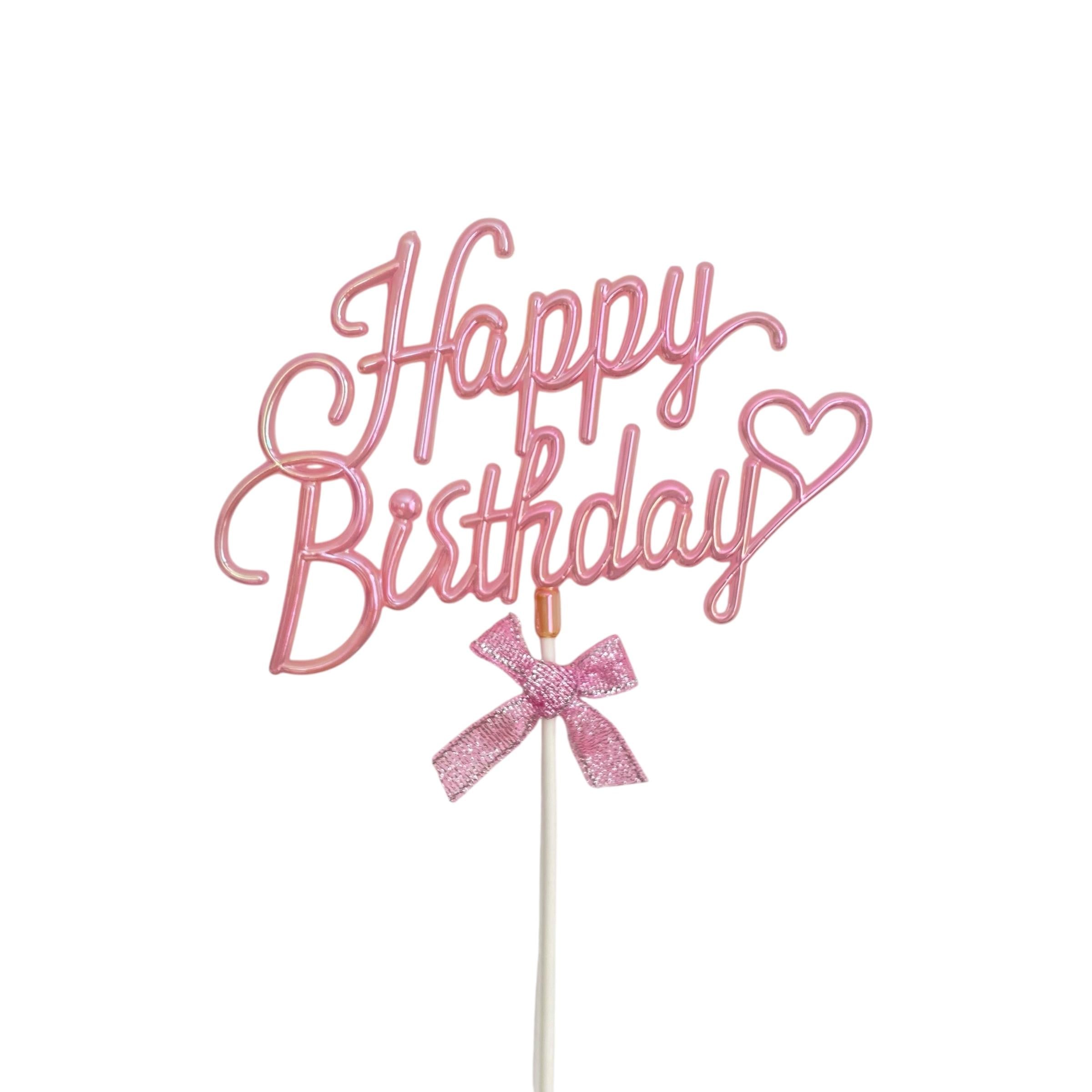 Pembe Happy Birthday Pasta Süsü