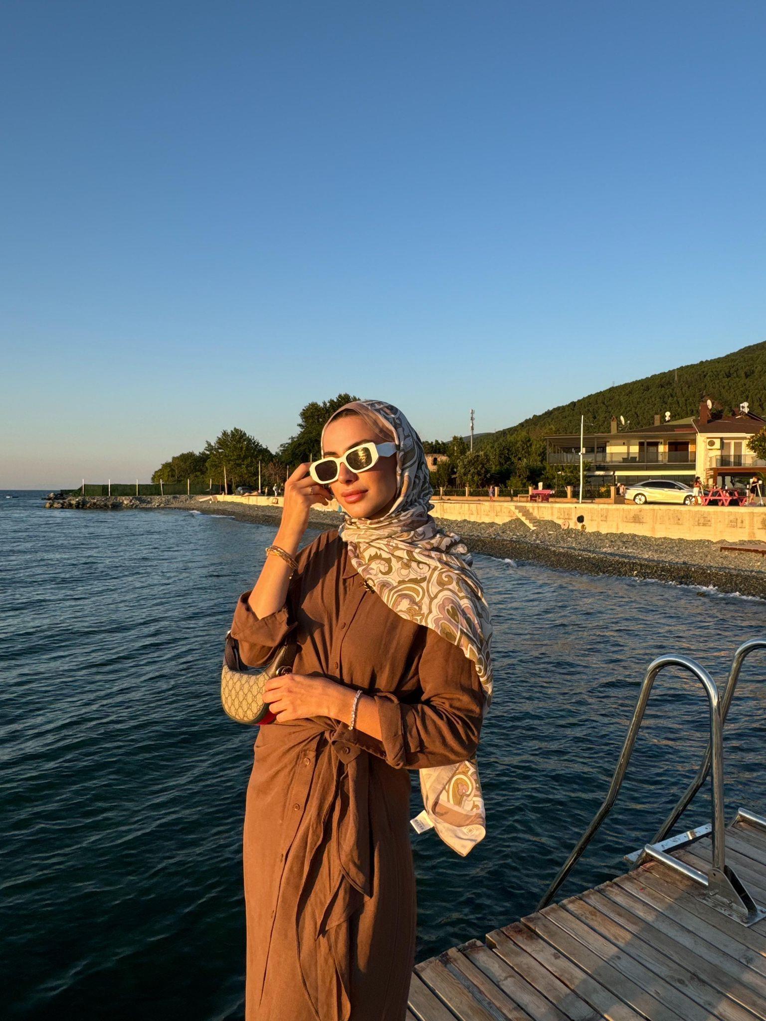 Amayaah Keten Elbise Kahve