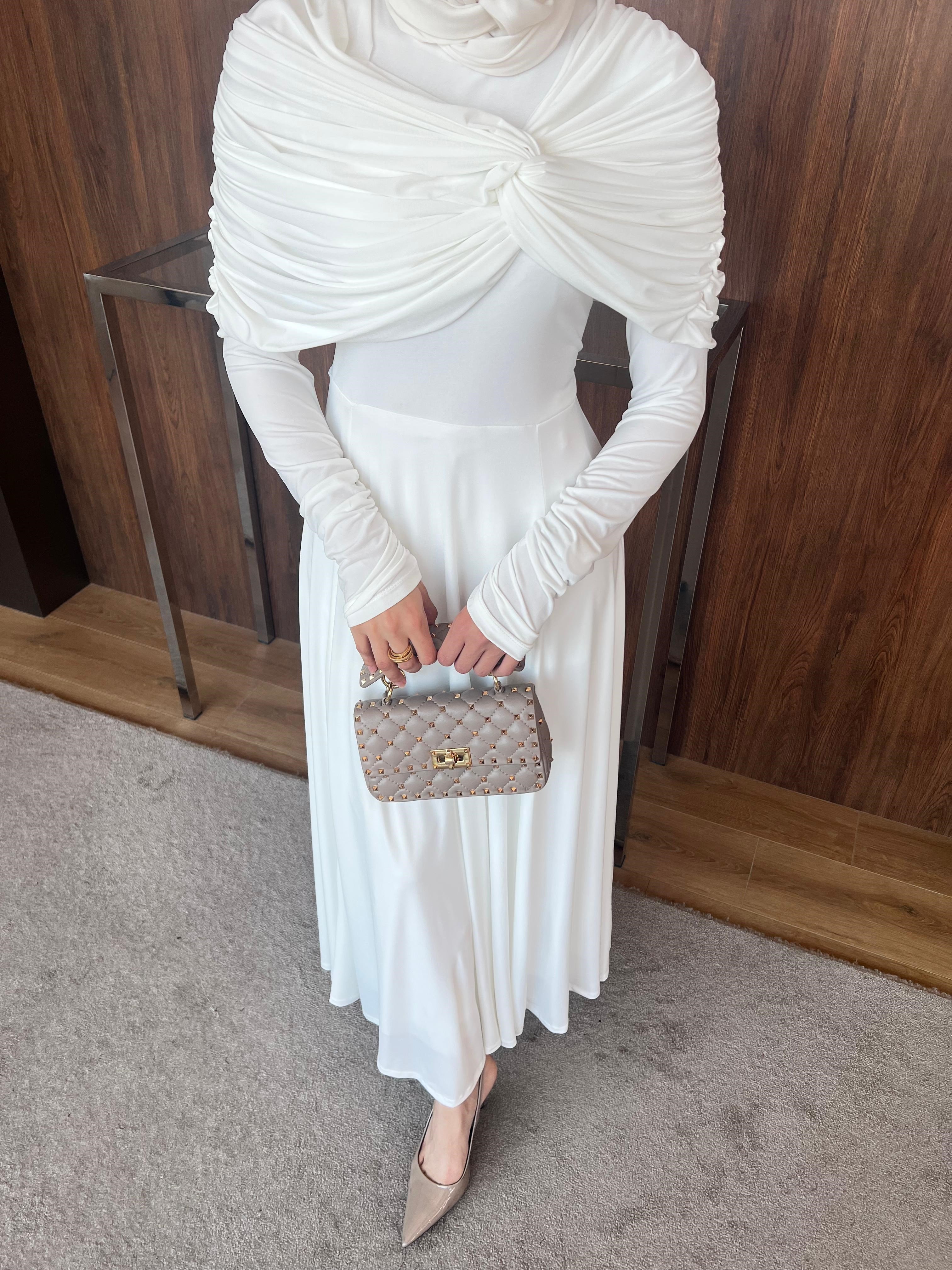 Amira Düğüm Detaylı Elbise Beyaz