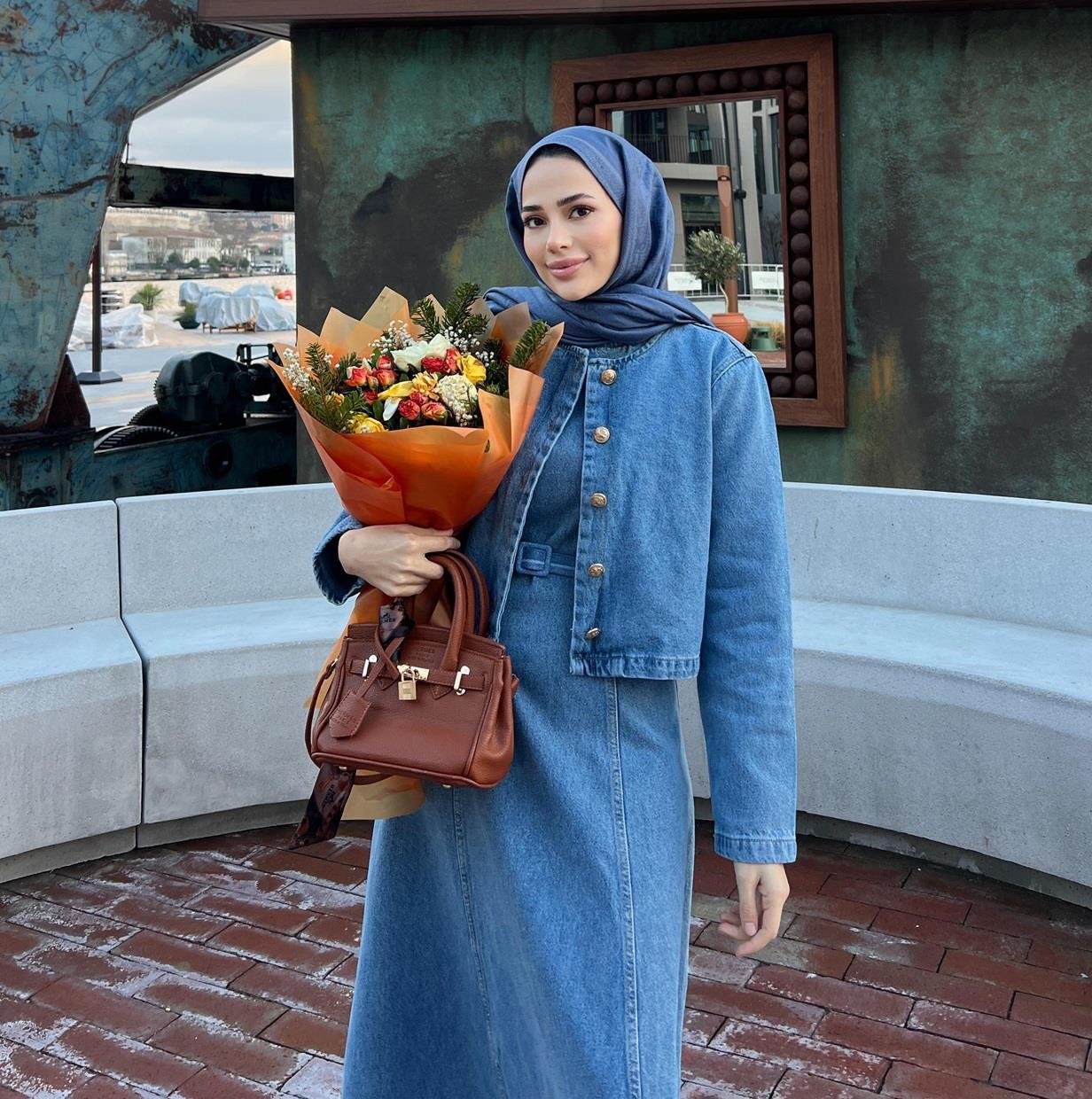Brit Denim 2li Elbise açık renk