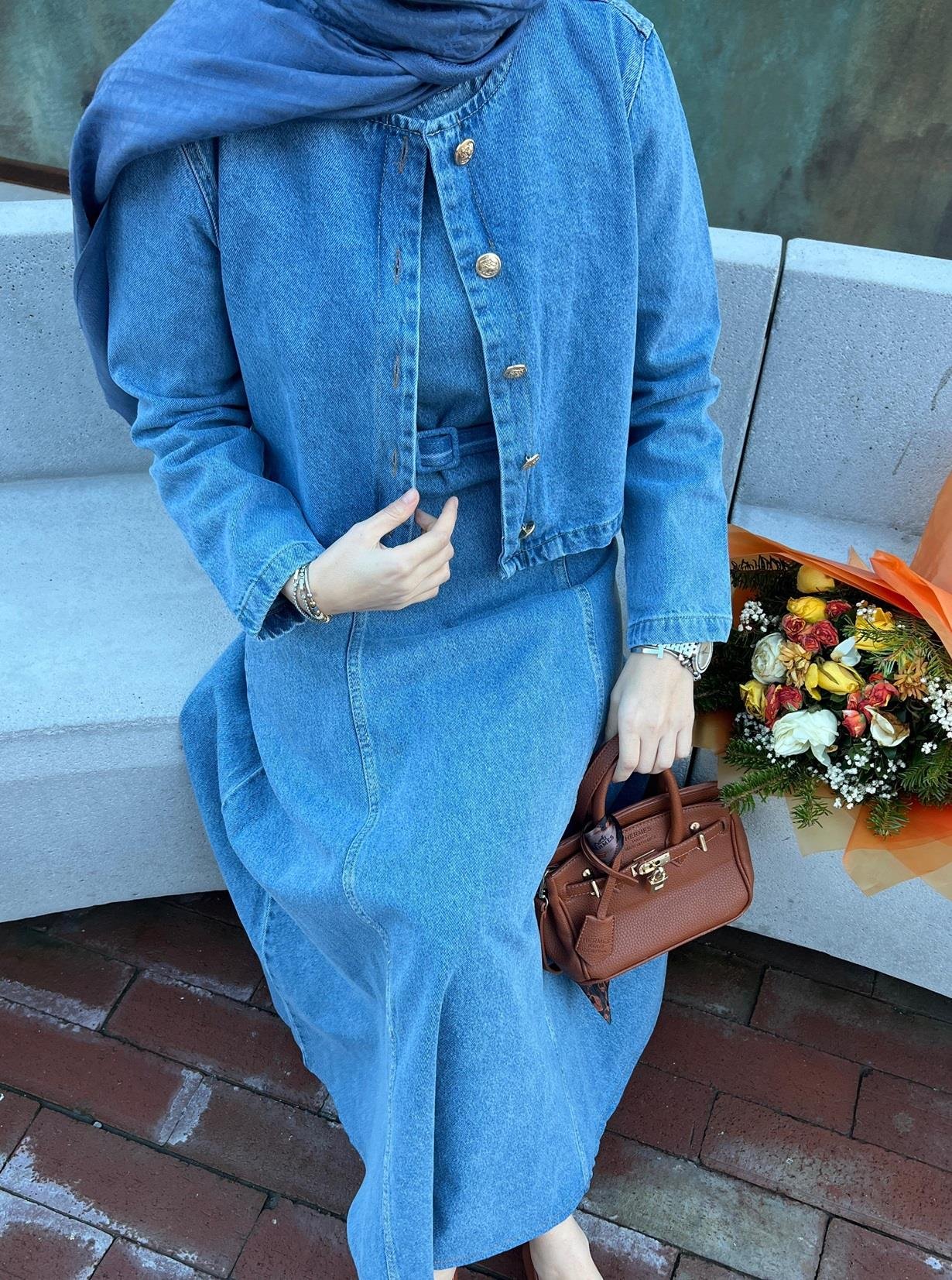 Brit Denim 2li Elbise açık renk