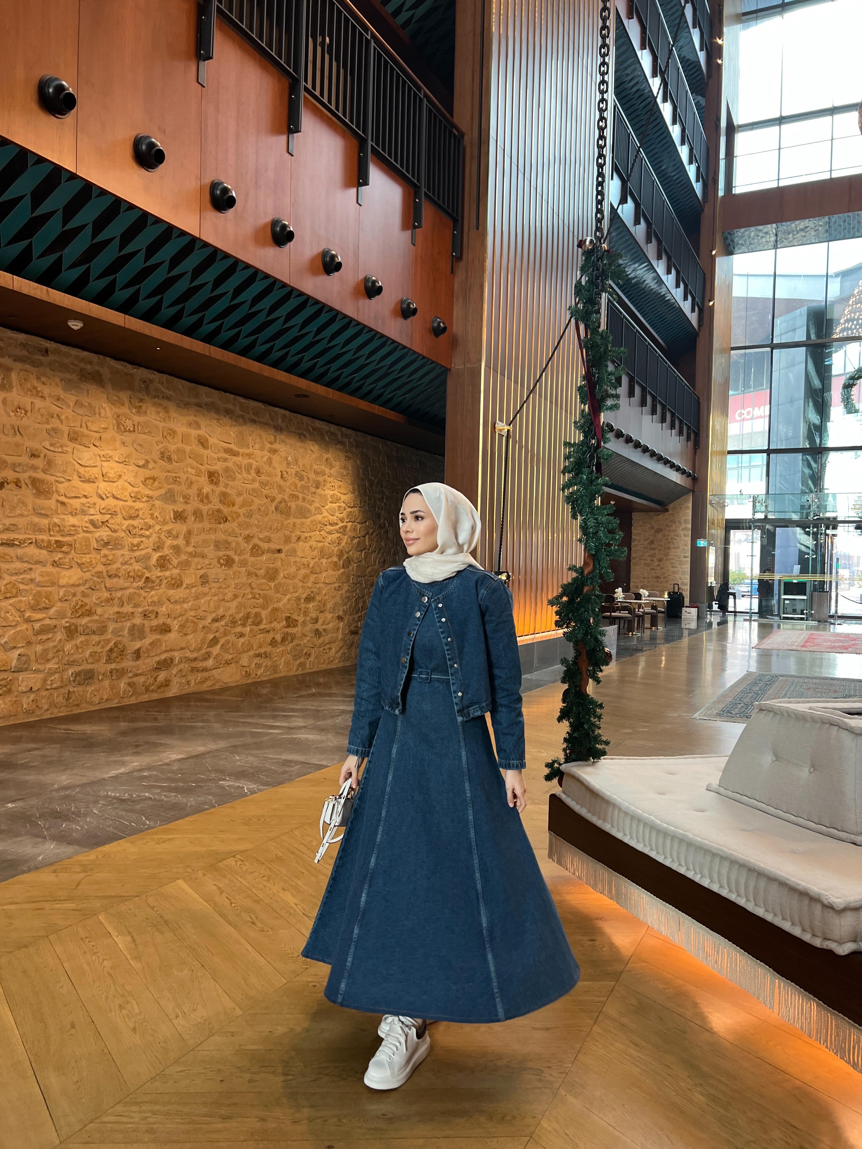 Brit Denim 2'li Elbise  (koyu renk) 