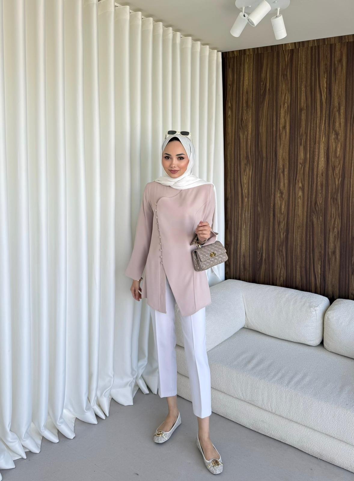 Britt Düğmeli Tunik Bej