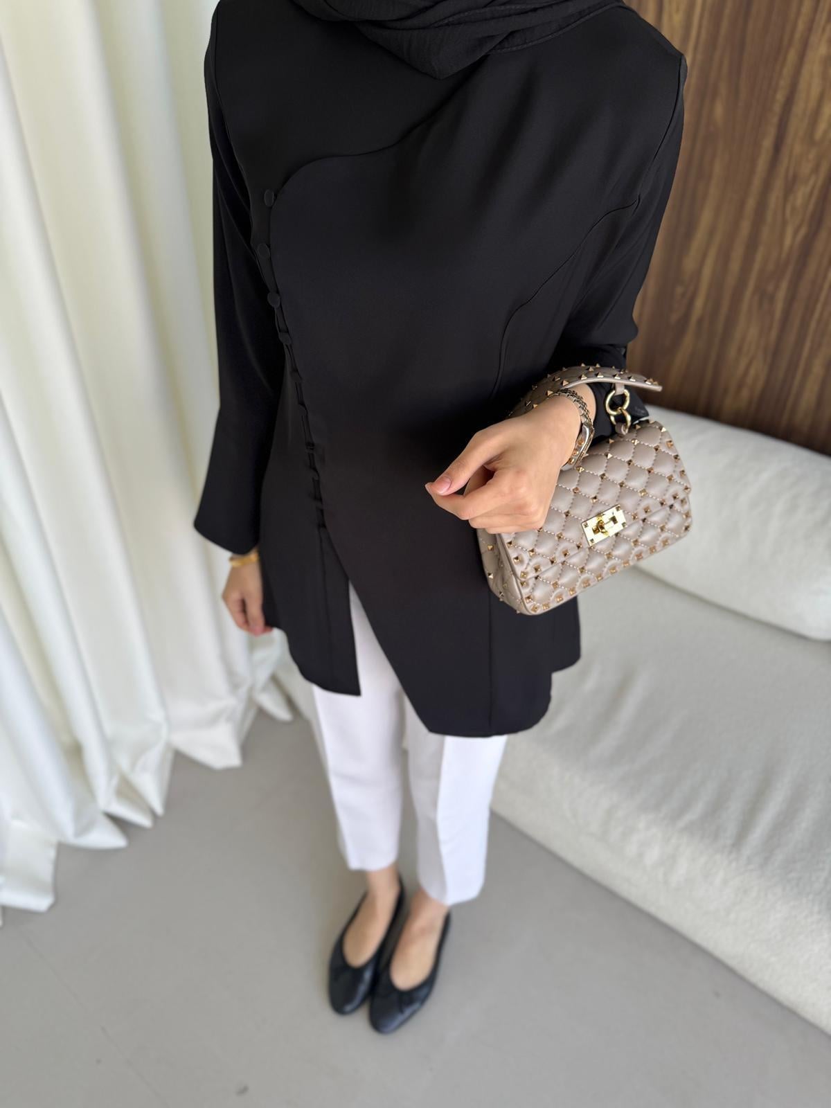 Britt Düğmeli Tunik Siyah