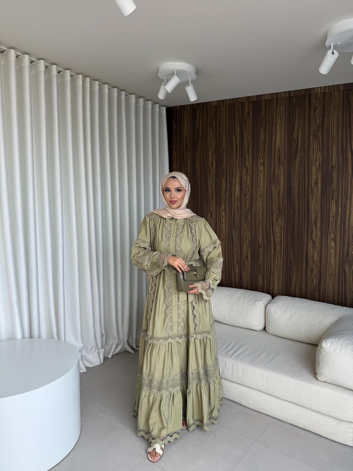 Dantel elbise mint yeşili