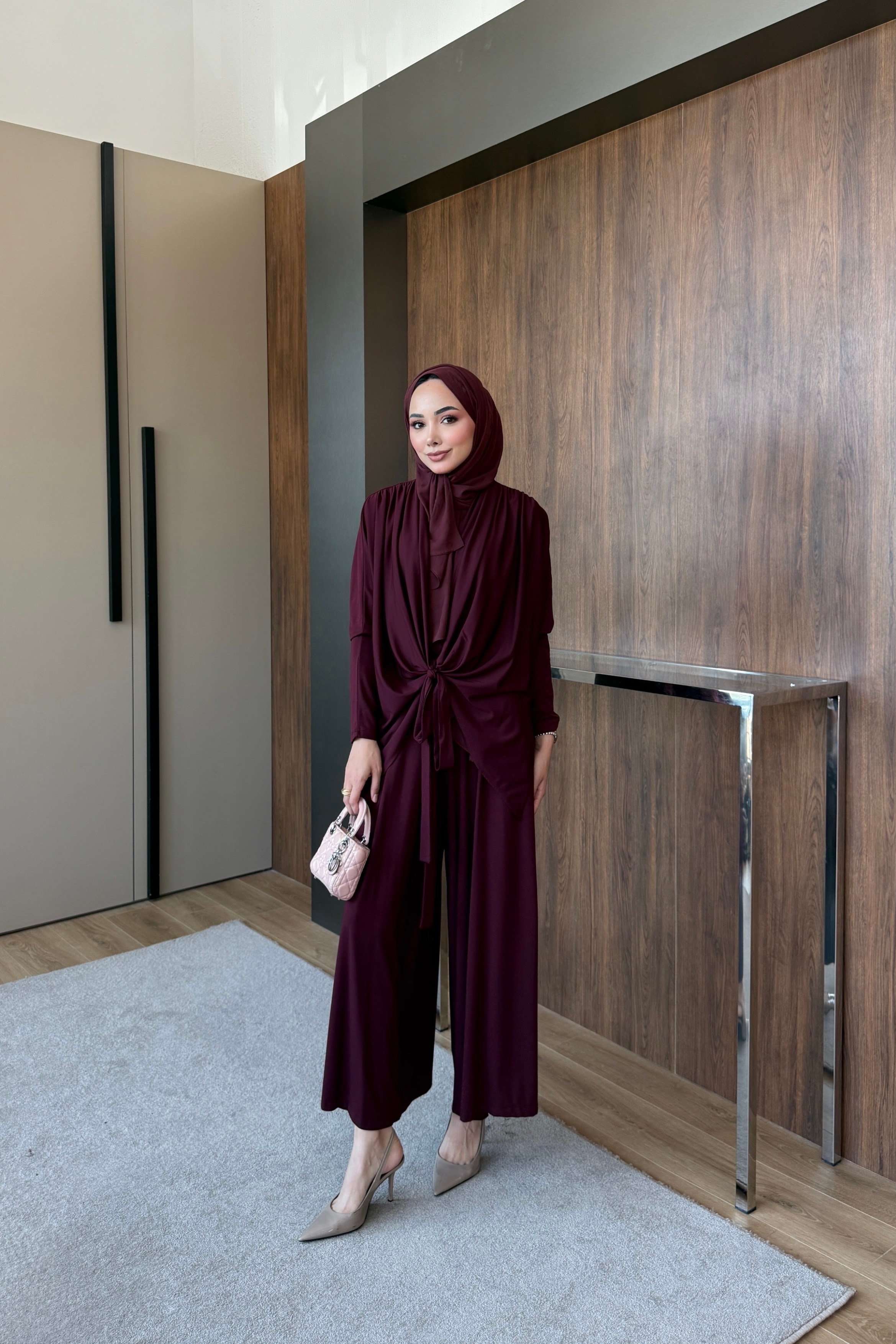 Gülcan Pantolonlu Takım bordo