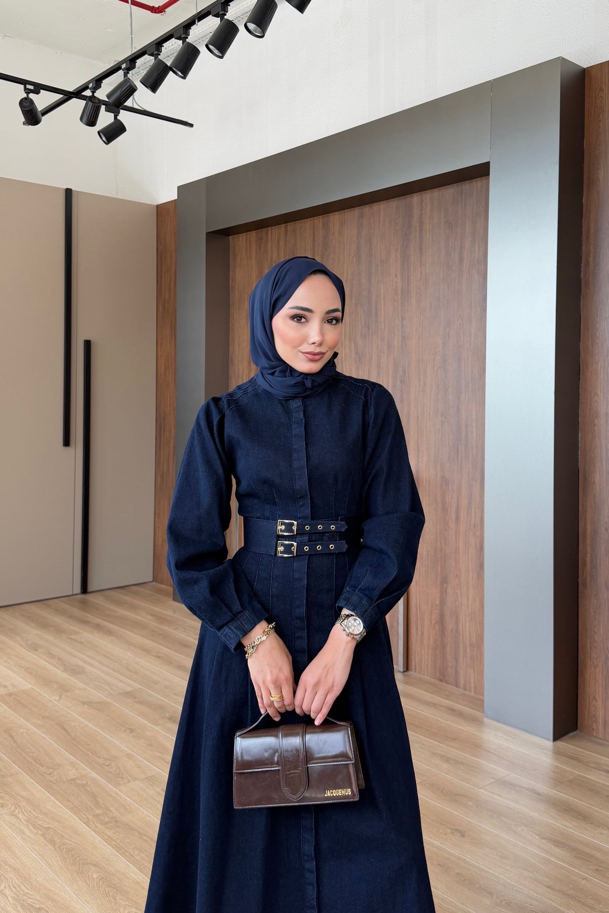 Kemerli Denim Lacivert