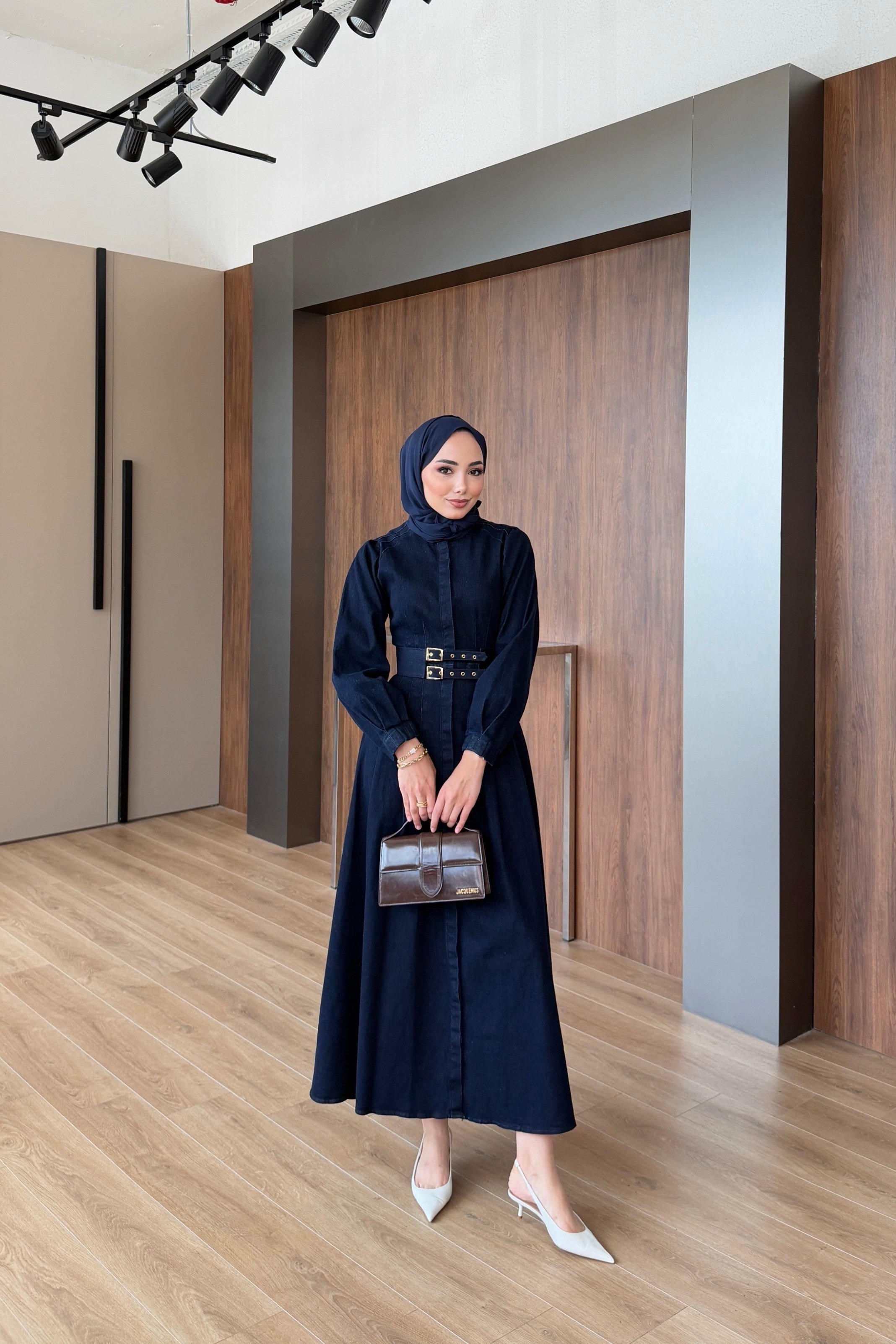 Kemerli Denim Lacivert