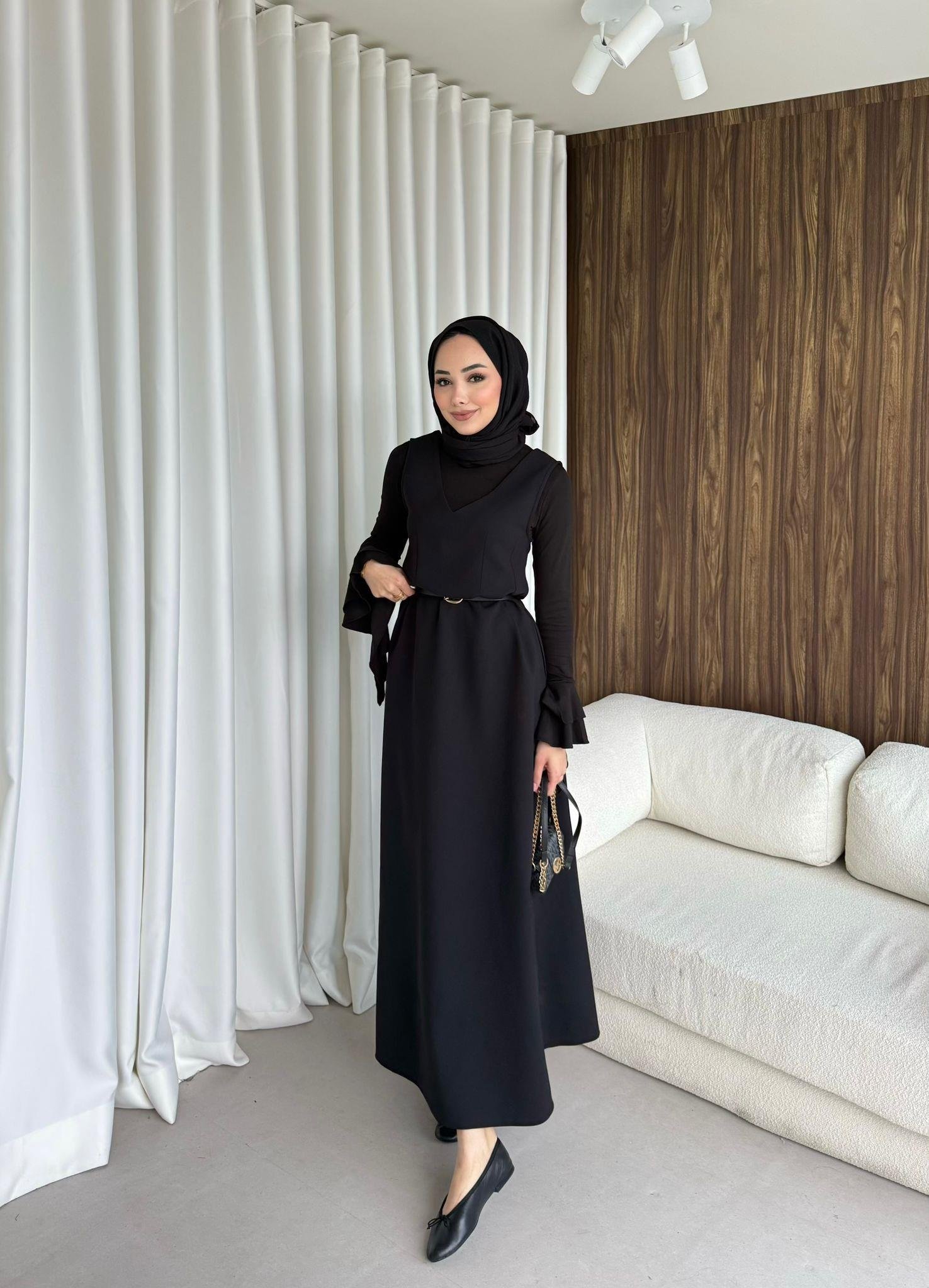 Sara jilet elbise siyah
