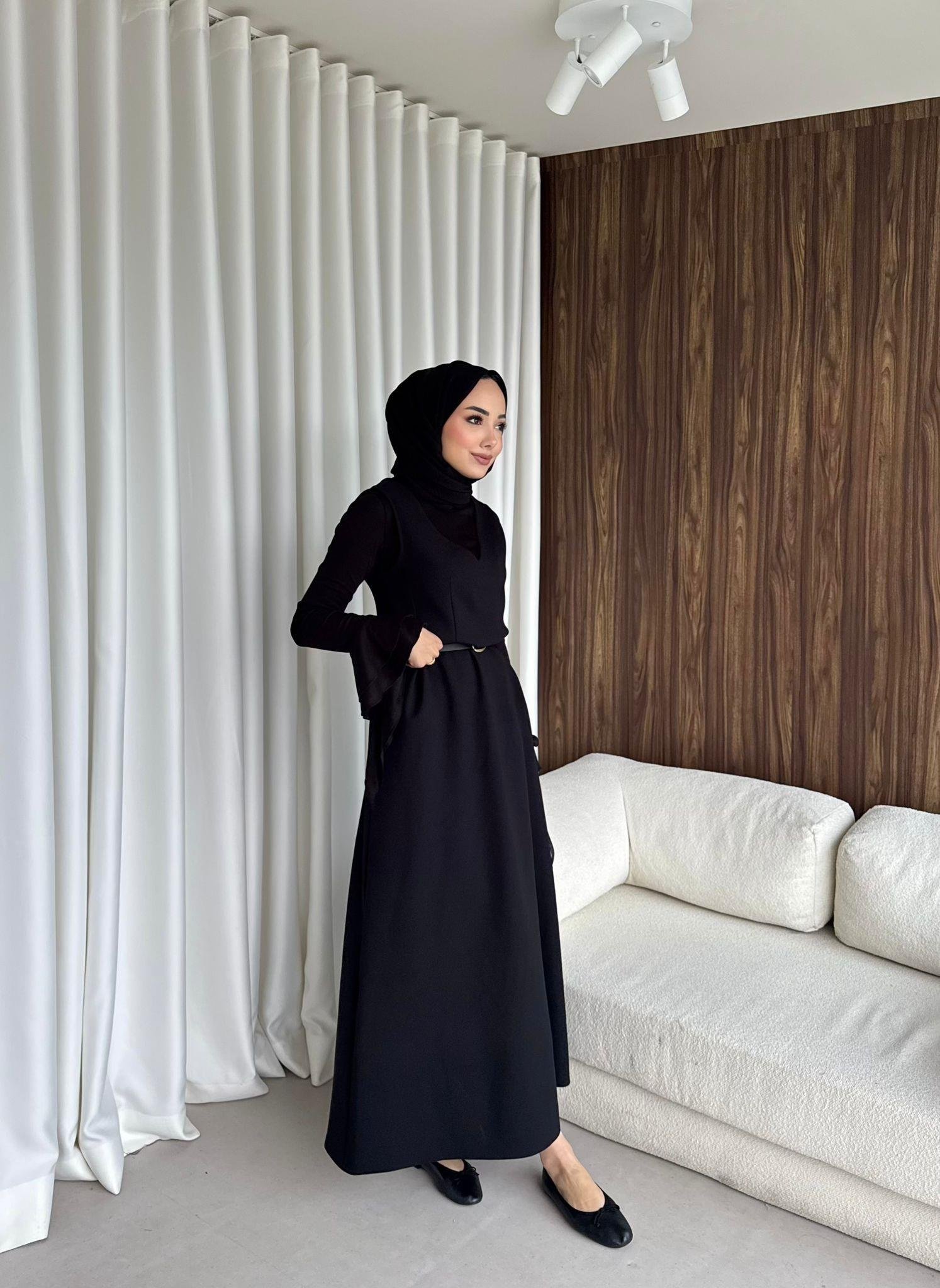 Sara jilet elbise siyah