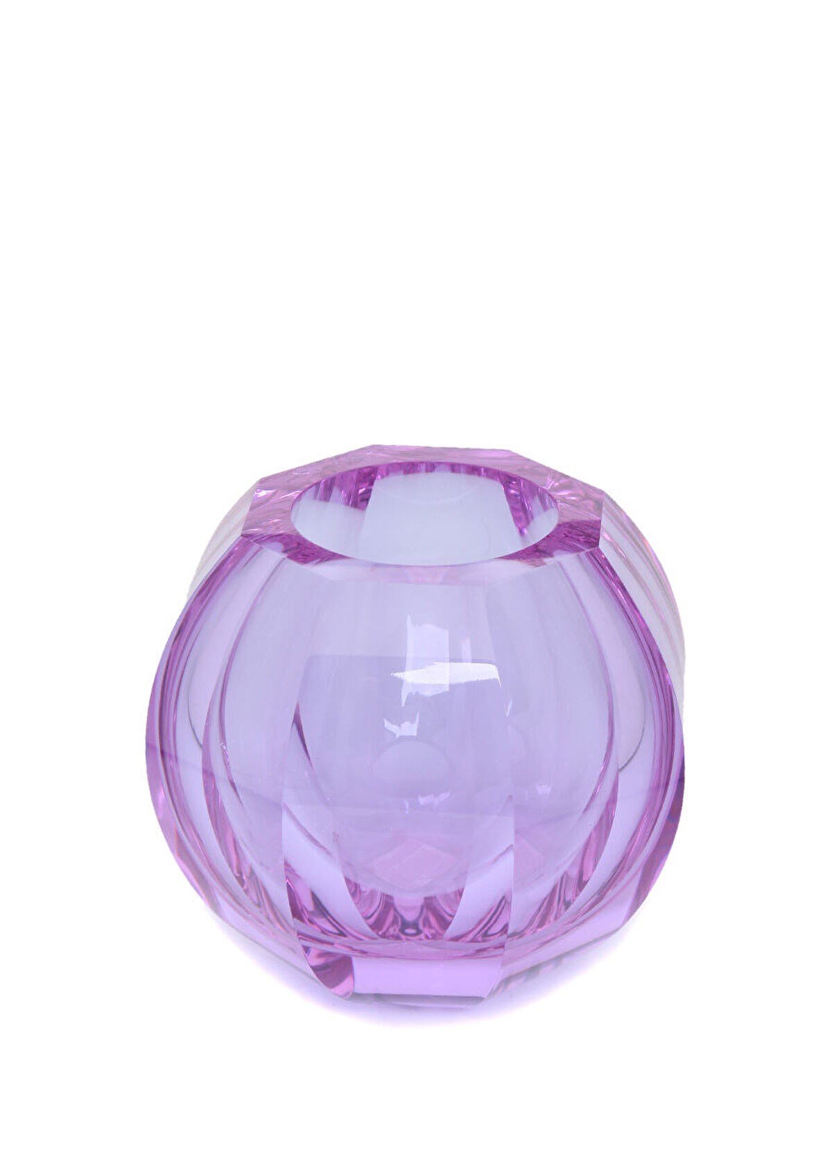 Beauty Mor Yuvarlak Formlu Kristal Vazo
