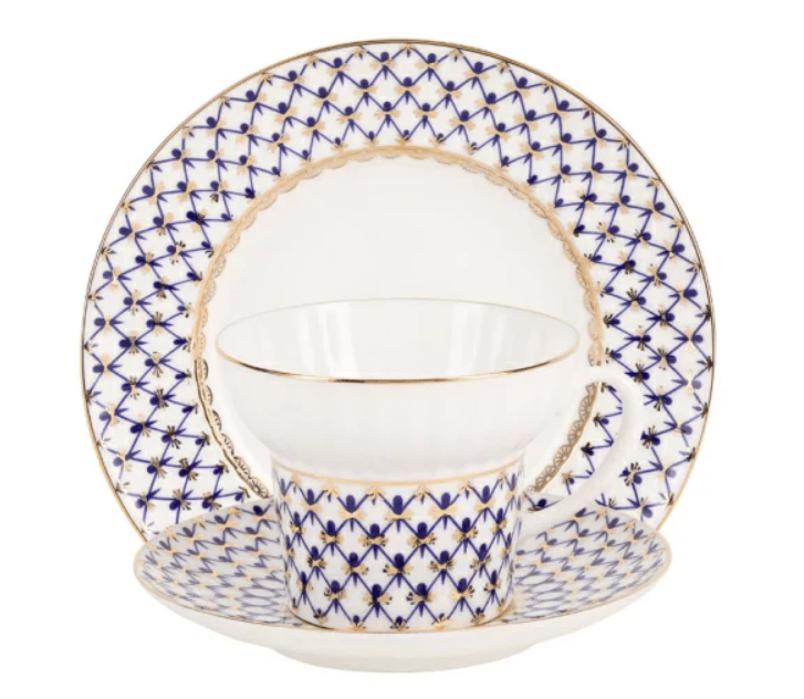 COBALT NET MAVI KAHVE FINCANI 155 ML & PASTA TABAĞI 18,5 CM WAVE