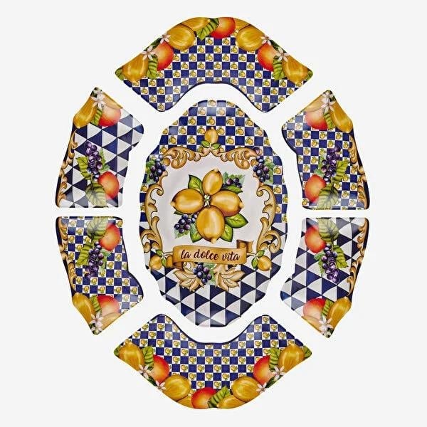 Mavi Melamin Meze Tabağı 7 Parça Capri Collection by Chiara Alessi