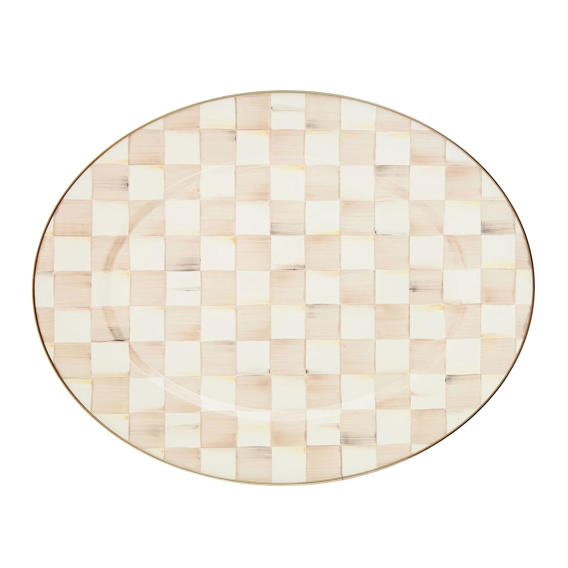 Mocha Check Large Oval Platter