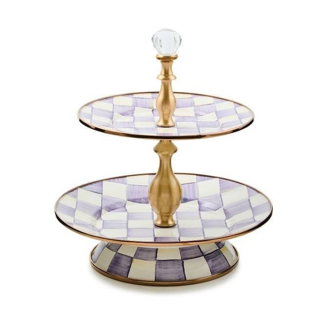 Violet Check Two Tier Sweet Stand
