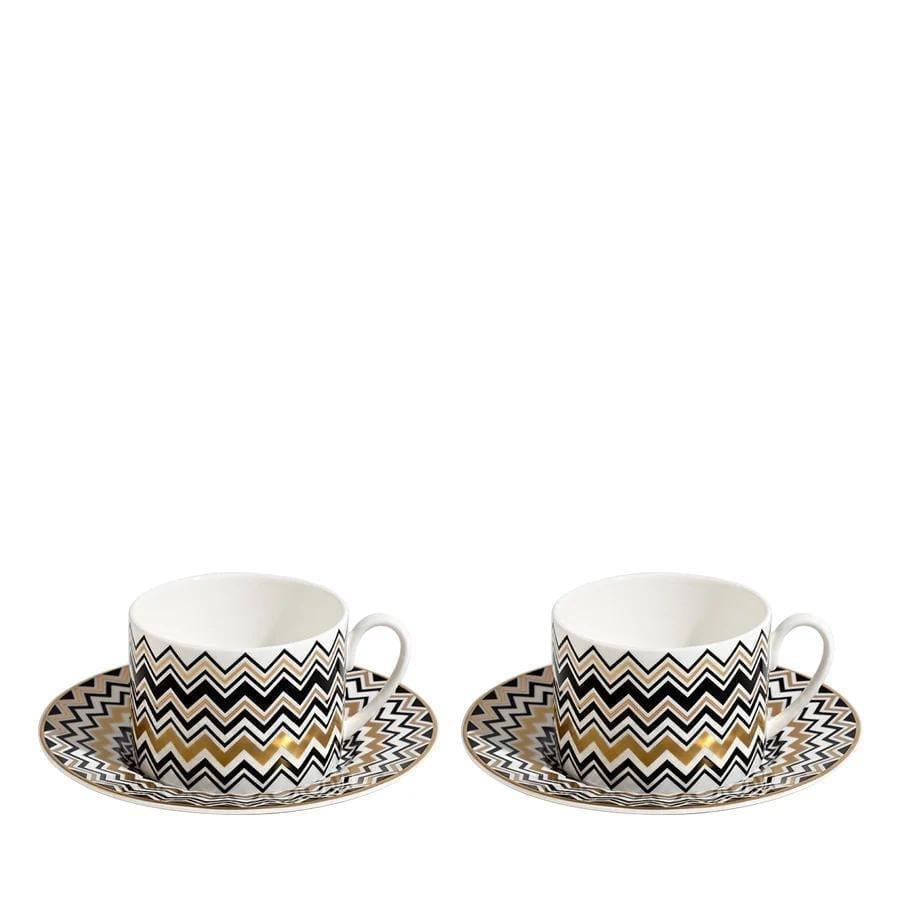 Zig Zag Siyah Gold 2 Kişilik Kahve & Çay Fincan ve Tabağı