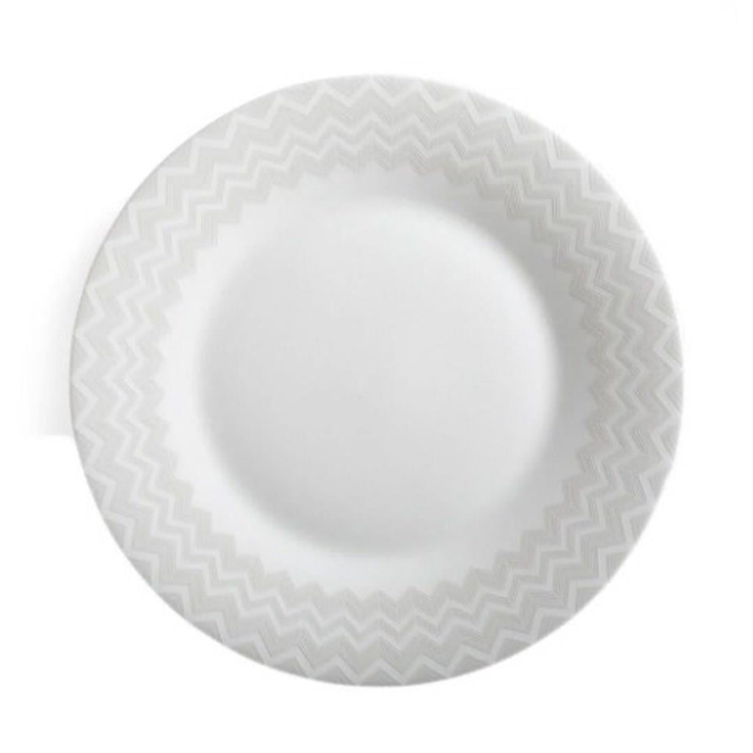 ZIG ZAG WHITE - BEYAZ-GRI, YEMEK TABAGI 27,5 CM