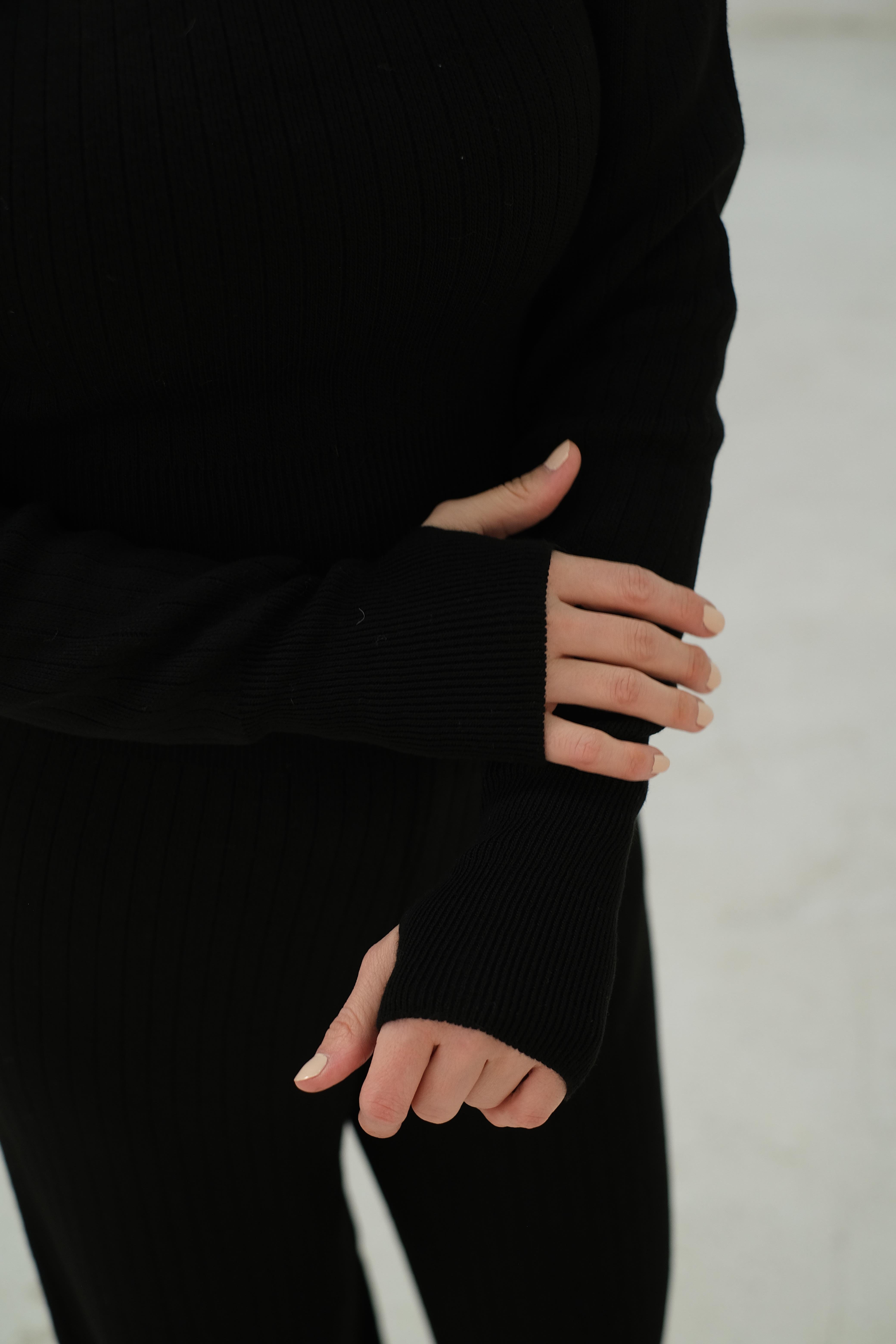İkili Crop - Pantolon Triko Takım