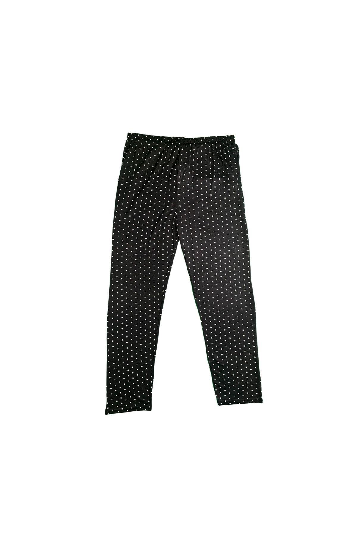Kadın Puantiyeli Düğmeli Pamuklu Gömlek Yaka Kısa Kollu Pijama Takımı