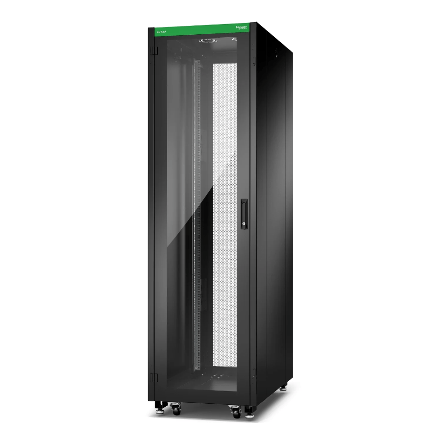 Schneider NR6202-G GO Raf, 42U, Siyah, Cam kapılı