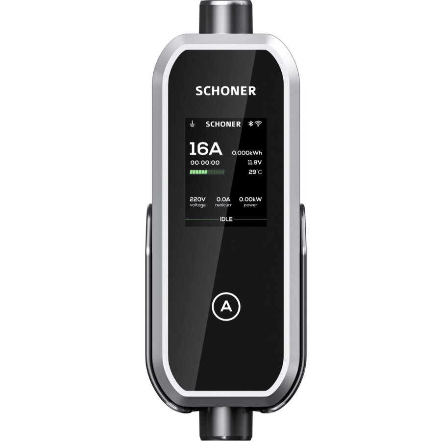 Schoner 3.5kw Taşınabilir Elektrikli Araç Şarj Istasyonu -Tak ve Şarj Et- Wi-Fi / Bluetooth Smart 5 Metre Tip2 Kablolu