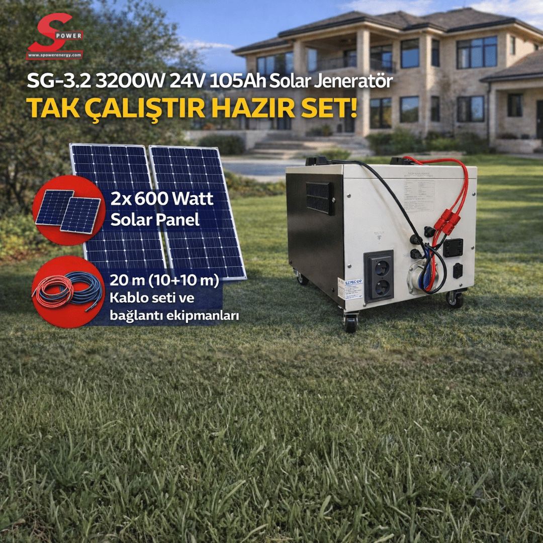 Sg 3.2 3200 watt 12v 105Ah Çift Panelli Solar Paket