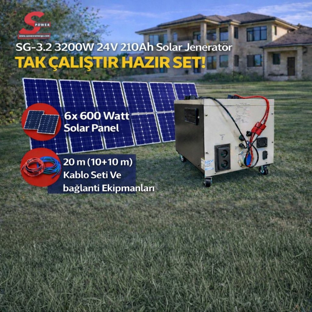 Sg 3.2 3200 watt 24v 210Ah Altı Panelli Solar Paket