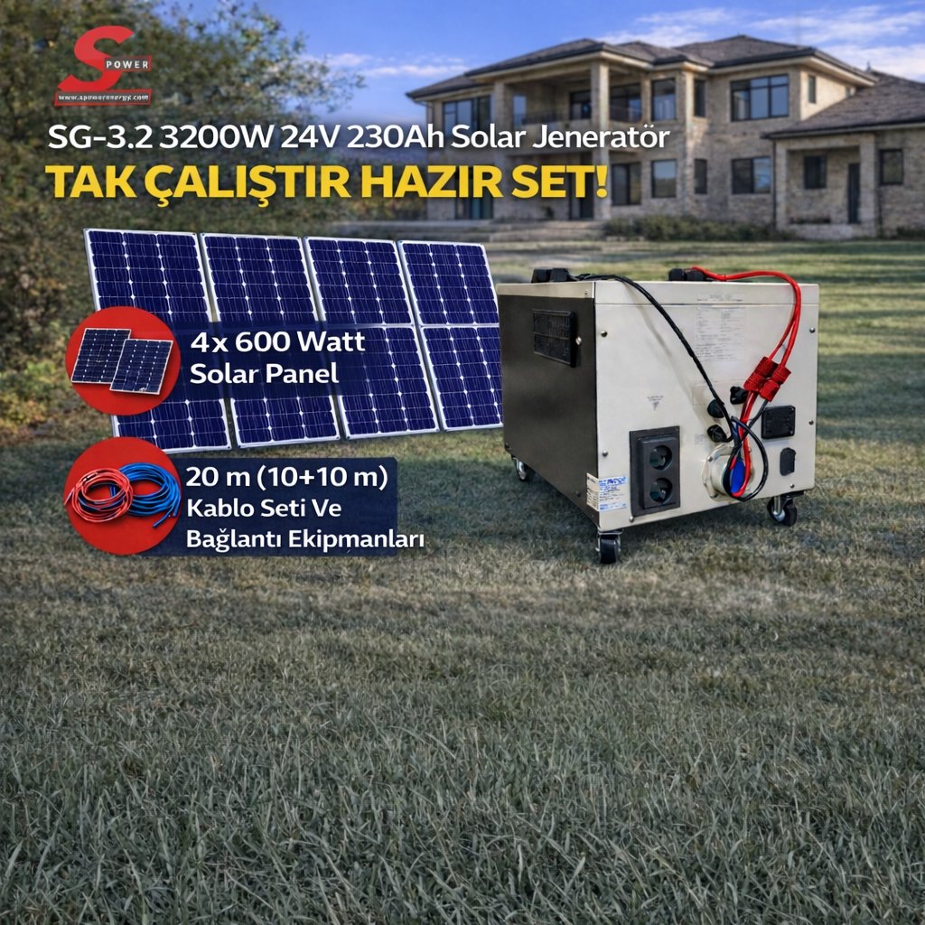 Sg 3.2 3200 watt 24v 230Ah Dört Panelli Solar Paket
