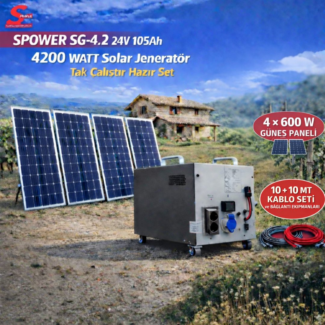 Sg 4.2 4200 watt 24v 105Ah Dört Panelli Solar Paket