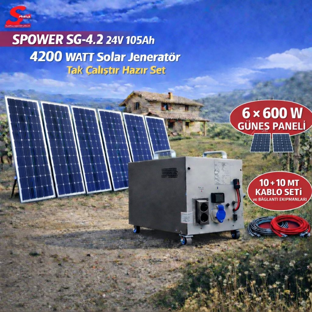Sg 4.2 4200 watt 24v 105Ah Altı Panelli Solar Paket