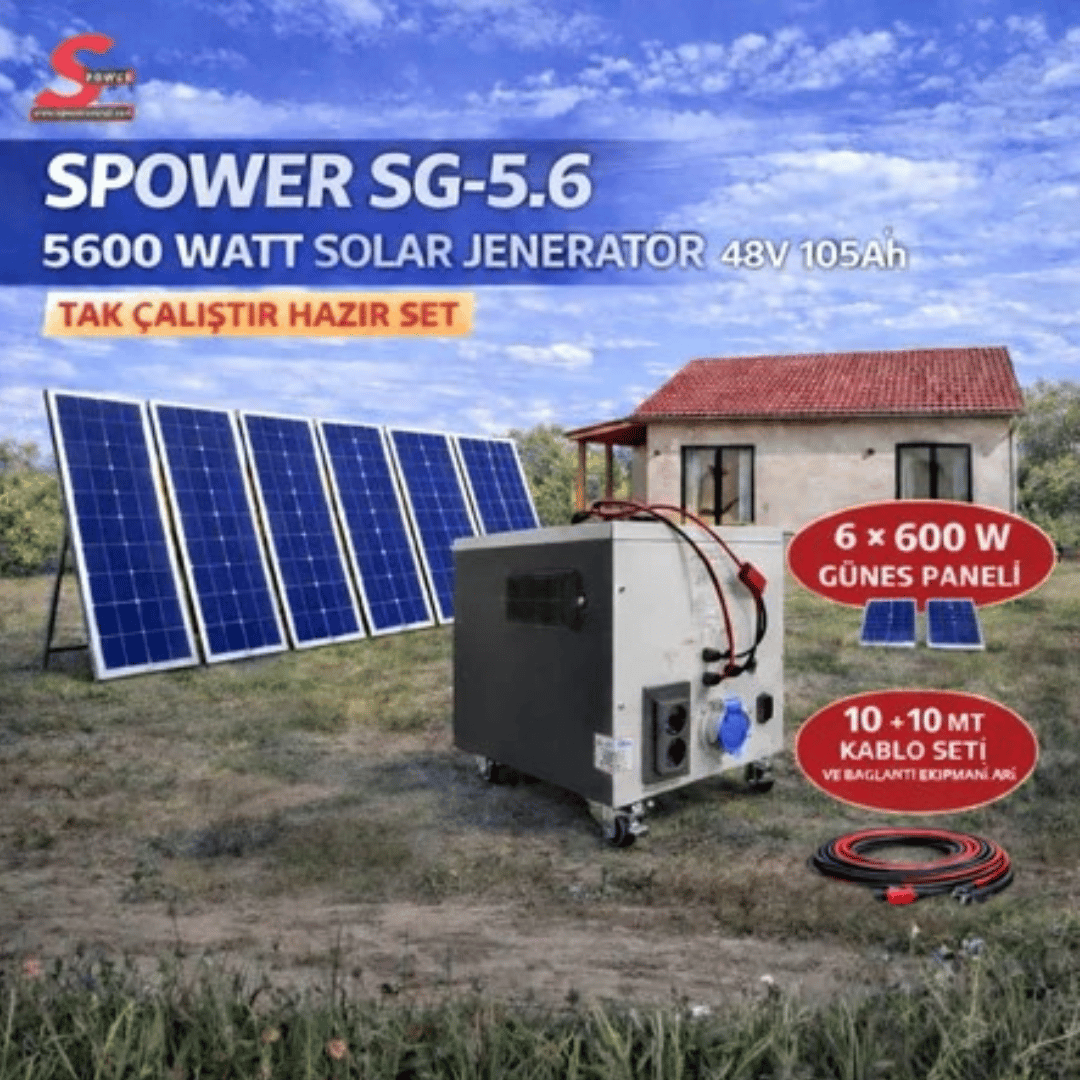 Sg 5.6 5600 watt 48v 105Ah Altı Panelli Solar Paket